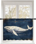 Sheer Curtains 54 Inch Length, Ocean Vintage Whale Semi Sheer Curtains Light by Unknown
