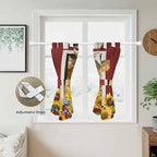 Cows Sunflowers Kitchen Curtains 45 Inch Length, Short Cafe Window Curtains Tab - Image 5