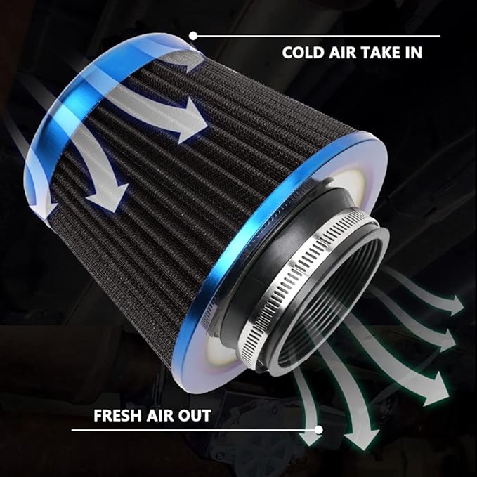 Cold Air Intake Filter, High Performance, Washable Filter, Clamp-On Replacement - Image 6