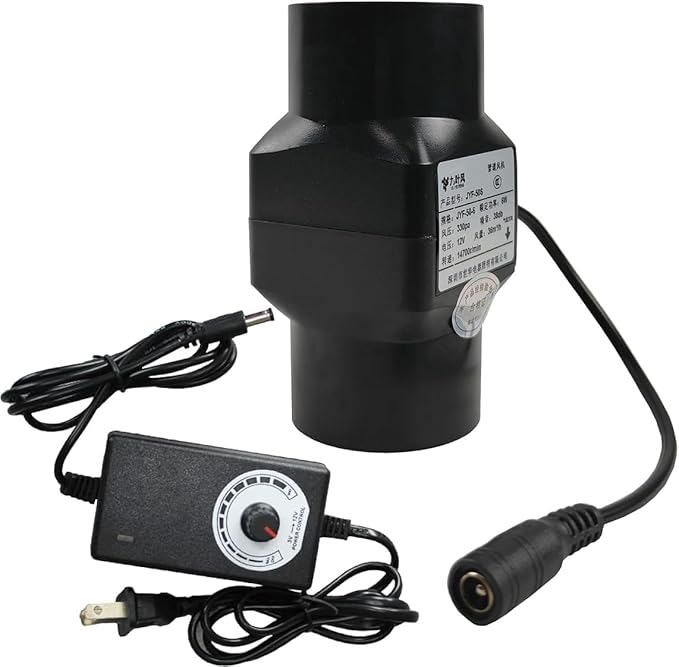 2 Inch Inline Duct Fan with Speed Controller 12V 6w Air Cooling Exhaust Blower by Unknown