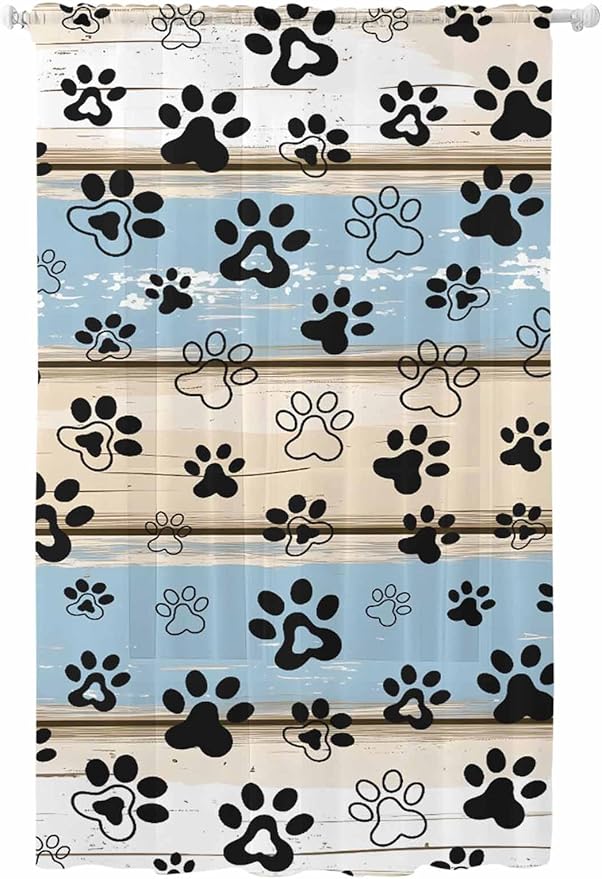 Sheer Curtains 84 Inches Long, Vintage Farmhouse Rustic Wooden Grain Privacy by Unknown