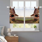 Farm Cows Kitchen Curtains 24 Inch Length, Small Window Curtains Tab Top - Image 9
