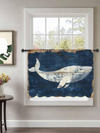 Sheer Curtains 45 Inch Length, Ocean Whale Blue Semi Sheer Curtains Light - Image 2