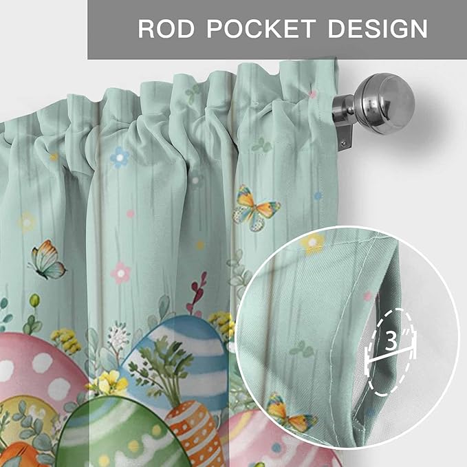 Easter Curtain Valances for Windows, Kitchen Valance Window Treatment, Spring - Image 5