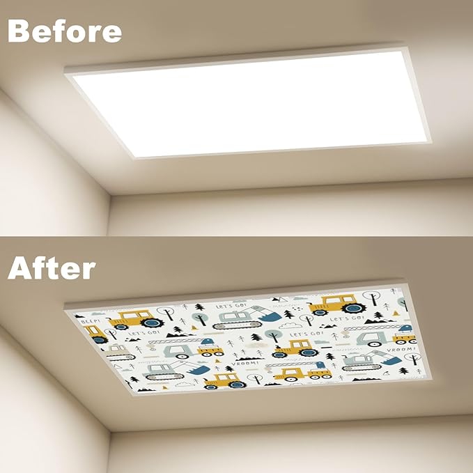6 Pcs Fluorescent Light Covers for Ceiling Lights Colorful Construction Vehicle - Image 4