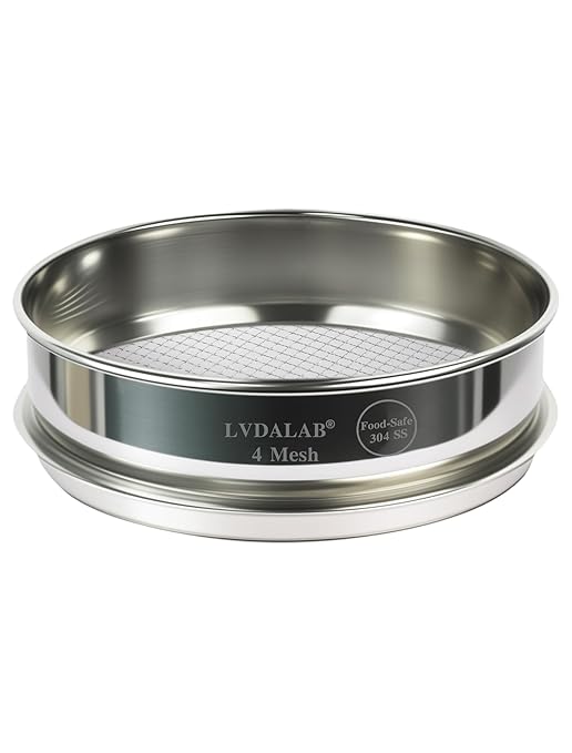 All 304 Stainless Steel 4 Mesh Test Sieve, 8 Inch/20cm Diameter, Lab Sifter & by LVDALAB