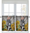 Farmhouse Half Window Curtain 36 Inches Long, Vintage Sunflowers Animals by Unknown