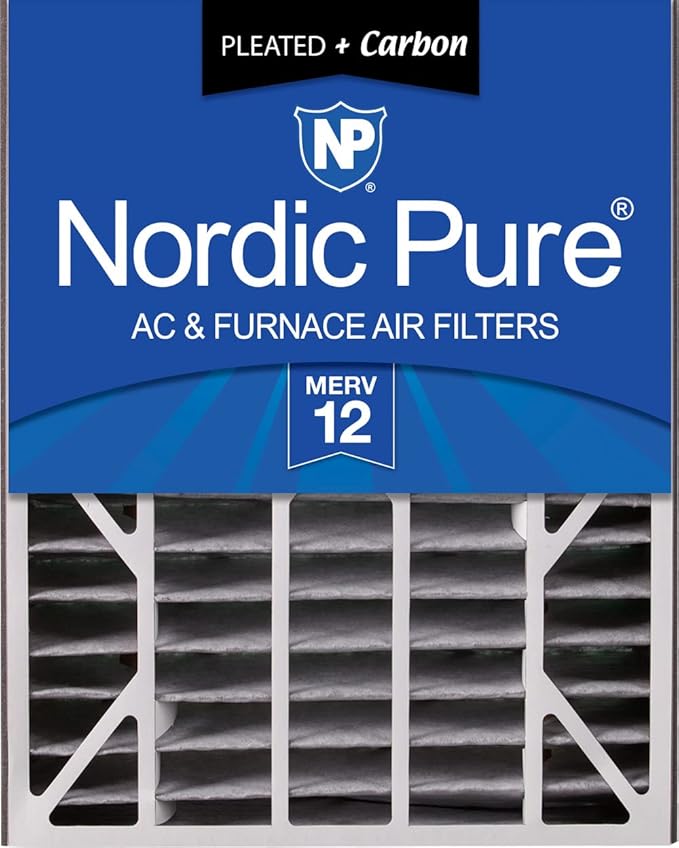 Nordic Pure 20x25x5 Air Bear Air Filter Replacement MERV 12 Pleated + Carbon 1 by NordicPure