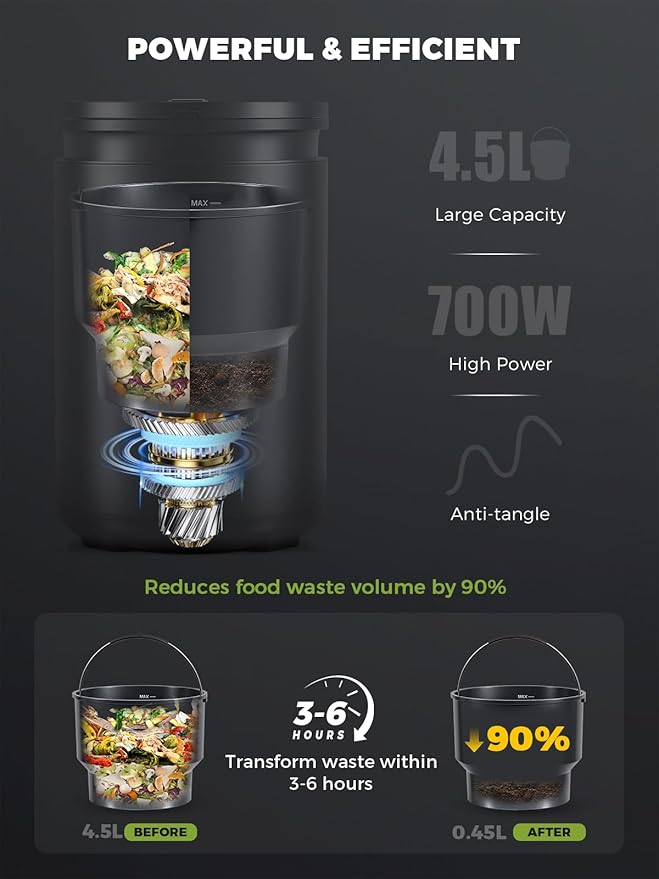 Electric Composter for Kitchen Smart Odorless Countertop Compost Bin Machine - Image 3