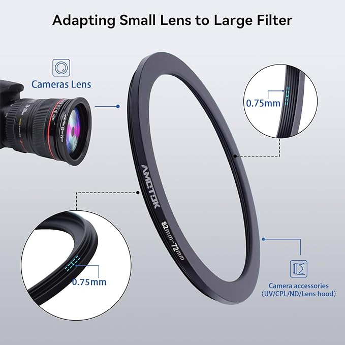 82mm Lens to 72mm Camera Lens Adapter, 82mm to 72mm Filter Step-Down Ring - Image 4