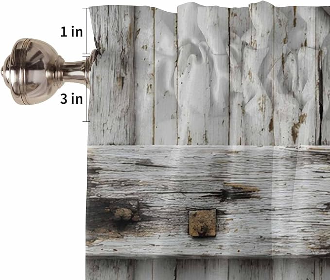 Vintage Gate Half Window Curtains 24 Inches Long, Farmhouse Wooden Grain Shabby - Image 6