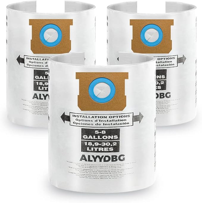 3 Pack Shop Vac 5-8 Gallon Filter Bags, ALYYDBG Type E by ALYYDBG