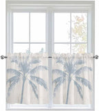 Summer Coconut Tree on Vintage Wood Grain Window Valance Curtains, Seaside - Image 9