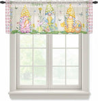 Easter Sheer Valances for Windows 54"x18", Light Filtering Kitchen Curtains by Unknown