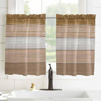 Retro Farm Wood Board Window Valance Curtains, 2 Panel - Image 8