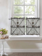 Vintage Gate Half Window Curtains 24 Inches Long, Farmhouse Wooden Grain Shabby - Image 7