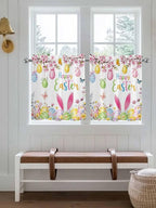 Happy Easter Half Window Curtain 36 Inches Long, Spring Watercolor Bunny Eggs - Image 4