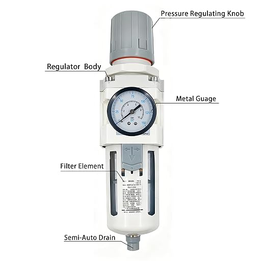 XingNEeng 3/8" NPT Compressed Air Filter Regulator Combo Piggyback, Water/Oil - Image 2
