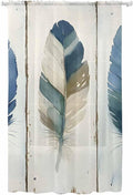 Sheer Curtains 84 Inches Long, Boho Blue Feathers Semi Sheer Curtains Light by Unknown