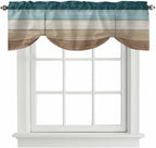 Teal Brown Tie Up Valance Curtains by Unknown