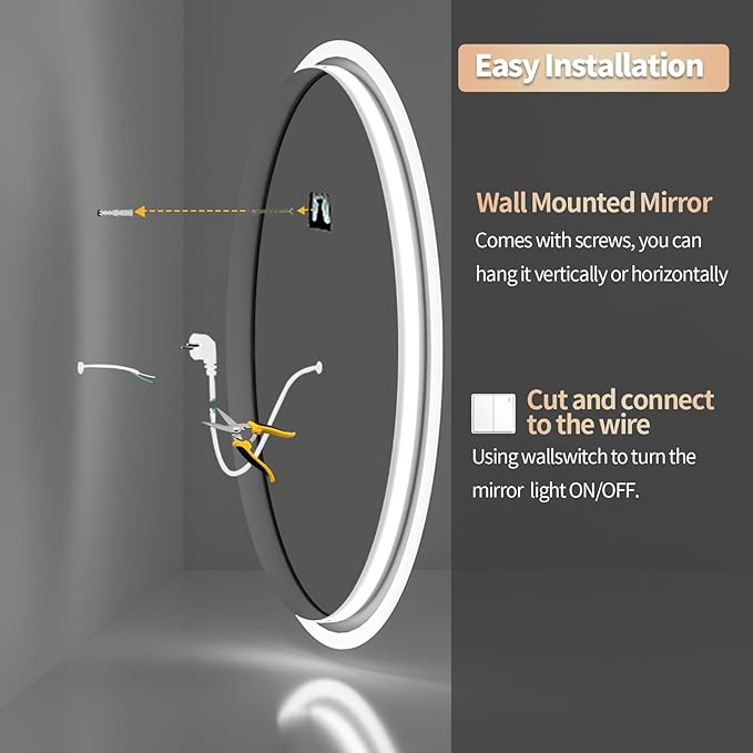 LUVODI Lighted LED Bathroom Mirror: 32”x24” Oval Wall Mounted Dimmable Makeup - Image 6