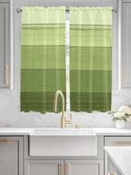 Gradient Green Wooden Board Window Valance Curtains, Retro Country Wood Grain - Image 3