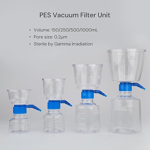 Pack of 9 Diposable Vacuum Filter Units 500mL 0.2μm PES Hydrophilic Membrane - Image 2
