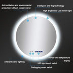 Round LED Bathroom Mirror Demister Pad IP44 Vanity Large Mirror Cold Light - Image 3