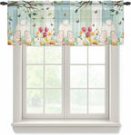 Easter Sheer Valances for Windows 60"x18", Light Filtering Kitchen Curtains by Unknown