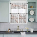 Kitchen Window Curtains Valance and Tier Set, Farmhouse Retro Wooden Barn Rod - Image 8