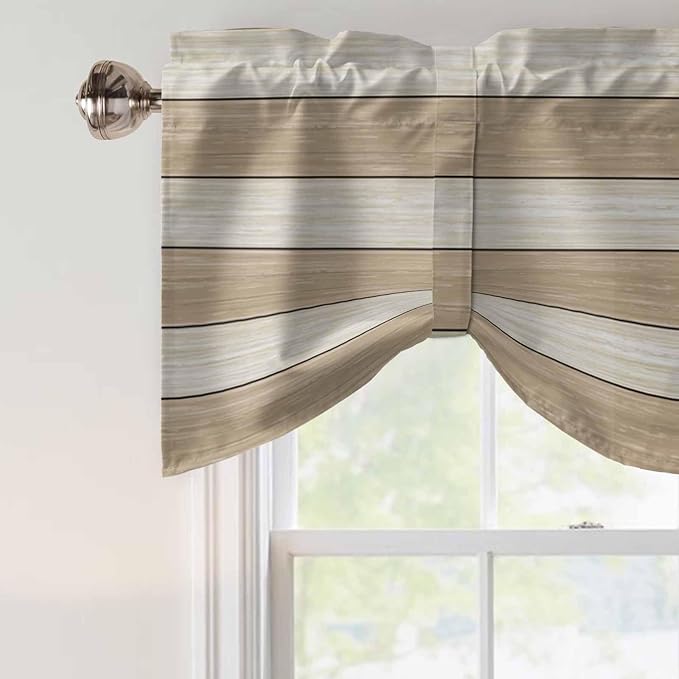 Brown Ombre Wooden Tie Up Valance Curtains - Image 4