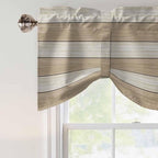 Brown Ombre Wooden Tie Up Valance Curtains - Image 4
