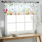 Easter Sheer Valances for Windows 54"x18", Light Filtering Kitchen Curtains - Image 2
