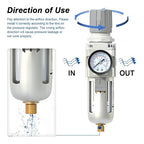 AIRZOE 1/2" NPT Air Filter Regulator Combo Piggyback, 5 Micron Brass Element - Image 4