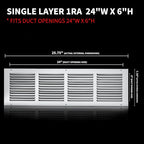 Return Air Grill 24x6, Air Return Vent Cover, Flat Vent Cover, Rejillas De Aire - Image 2