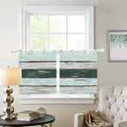 Blue Teal Kitchen Curtains 36 Inch Length, Small Window Curtains Tab Top - Image 2