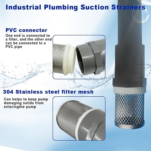 1.5" Stainless Steel Filter Cover Connected to 1.5 inch/DN40 Grey PVC Filter - Image 2