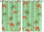 2 Panel Kitchen Cafe Curtains, Desert Camels Sunlight Filtering Nature Air by Hokiten