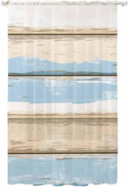 Sheer Curtains 96 Inches Long, Vintage Geometric Blue Semi Sheer Curtains Light by Unknown