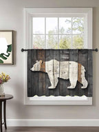 Sheer Curtains 45 Inch Length, Vintage White Brown Bear Semi Sheer Curtains - Image 2