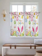 Happy Easter Tier Curtains 45 Inches Long, Spring Watercolor Bunny Eggs Flower - Image 4