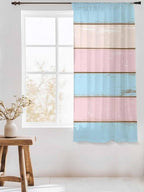 Sheer Curtains 72 Inches Long, Farmhouse Country Shabby Striped Privacy Voile - Image 3