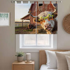 Farm Yaks Kitchen Curtains 45 Inch Length, Short Cafe Window Curtains Tab Top - Image 9