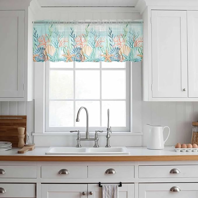 Summer Beach Sheer Valance Curtains - Image 2
