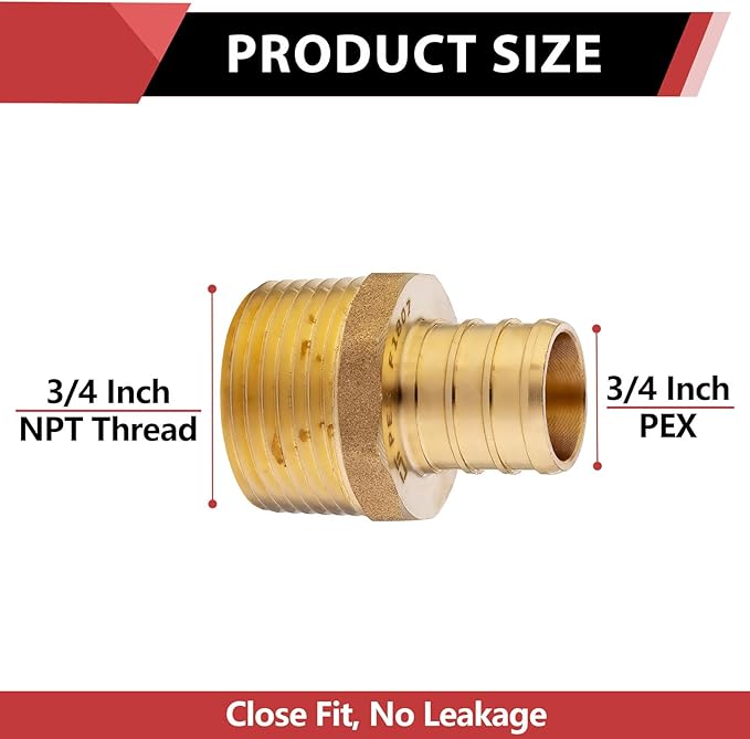 50-Pack EFIELD 3/4-inch Pex Crimp Fittings, 3/4 Inch x 3/4 Inch NPT Male NPT - Image 2