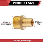 EFIELD Pex 3/4 Inch x 3/4 Inch Male NPT Adapter Brass Crimp Fittings, ASTM F1807 - Image 2