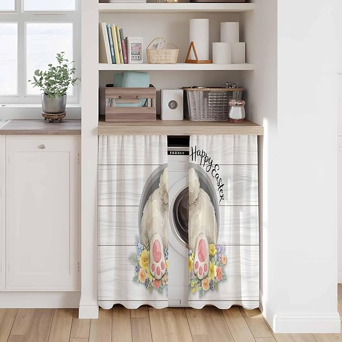Easter Bunny Kitchen Curtains 45 Inch Long 2 Panel Set, Rod Pocket Window - Image 7