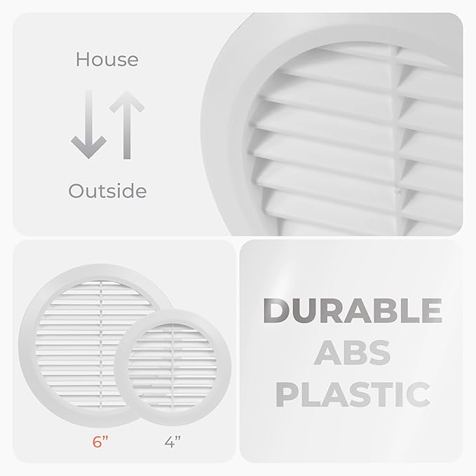6" Inch White Round Air Vent Cover - Image 4