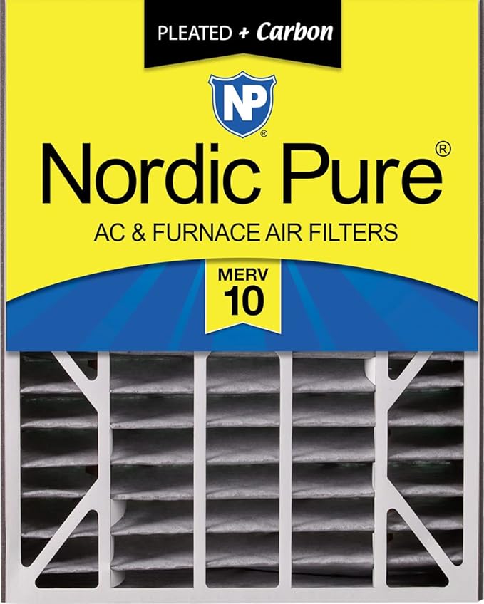 Nordic Pure 20x25x5 Air Bear AC Filter Replacement MERV 10 Pleated + Carbon 1 by NordicPure