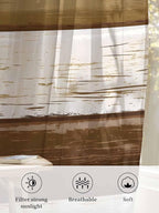 Sheer Curtains 72 Inches Long, Wood Grain Brown Semi Sheer Curtains Light - Image 6